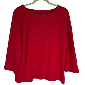 Talbots Red Knit Top Shoulder Zipper 3/4 Sleeve Workwear Size Large